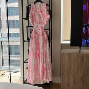 Pink and white tie dye midi dress